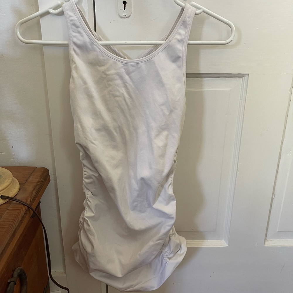 Nux white ruched workout top